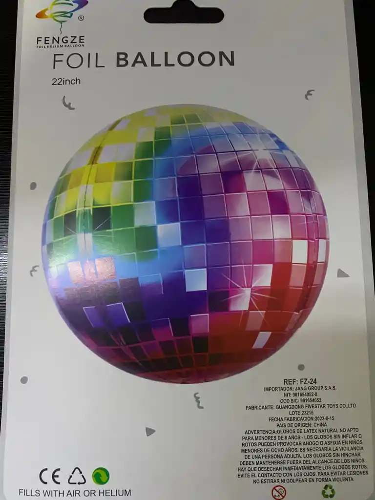 Bomba Globo Metalico Diseño Disco De Colores