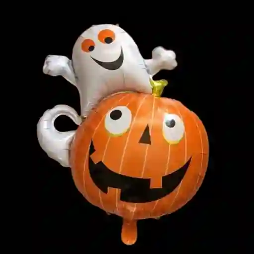 Globo Metalizado Fantasma Con Calabaza Halloween 35x25 Cm