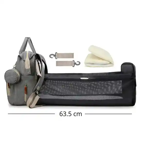 Pañalera Mochila Bolso Morral Para Bebé Más Monedero Color Gris
