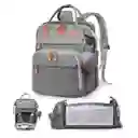 Pañalera Mochila Bolso Morral Para Bebé Más Monedero Color Gris