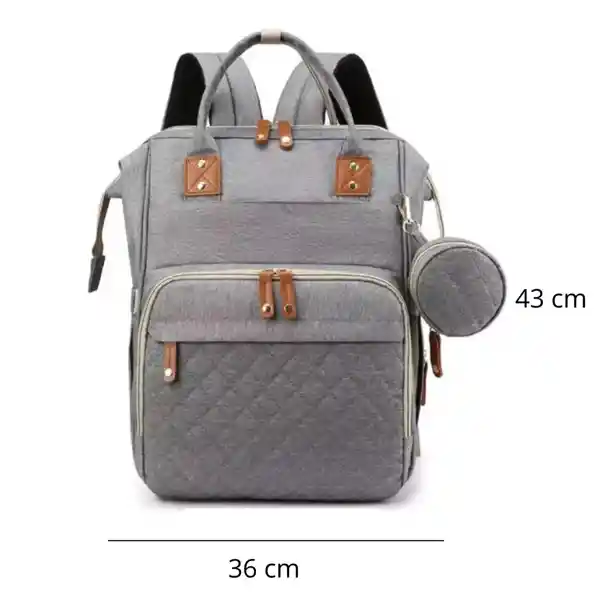 Pañalera Mochila Bolso Morral Para Bebé Más Monedero Color Gris