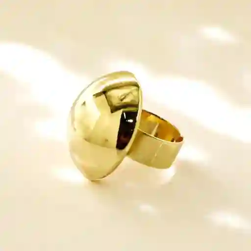 Anillo Maxi Globo Dorado En Rodio