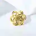 Anillo Maxi Flor Dorado Entrelazada En Rodio