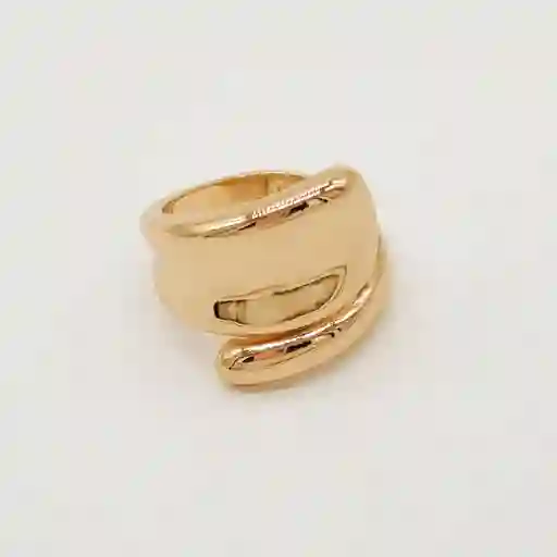 Anillo Plano Chunky Dorado En Rodio