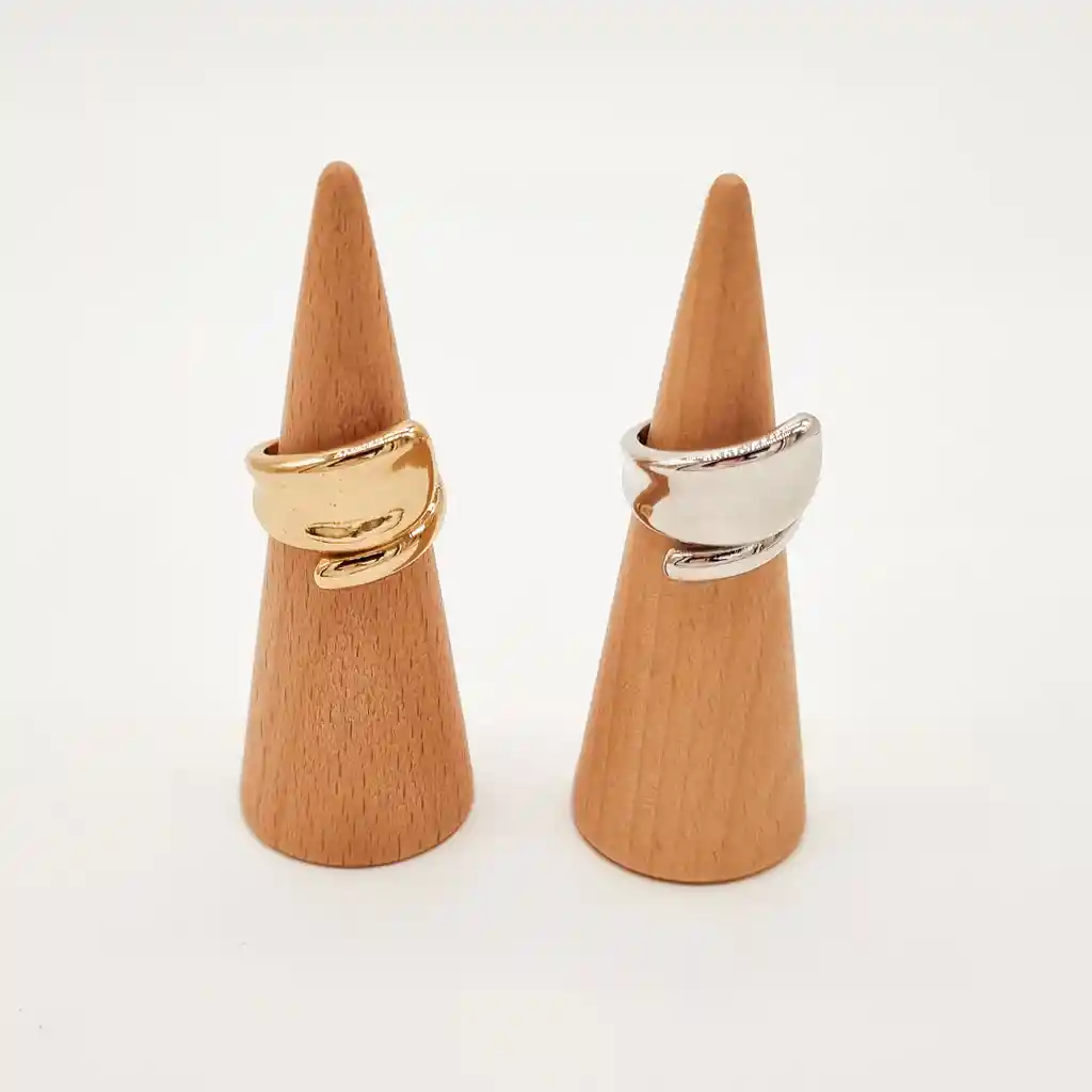 Anillo Plano Chunky Dorado En Rodio