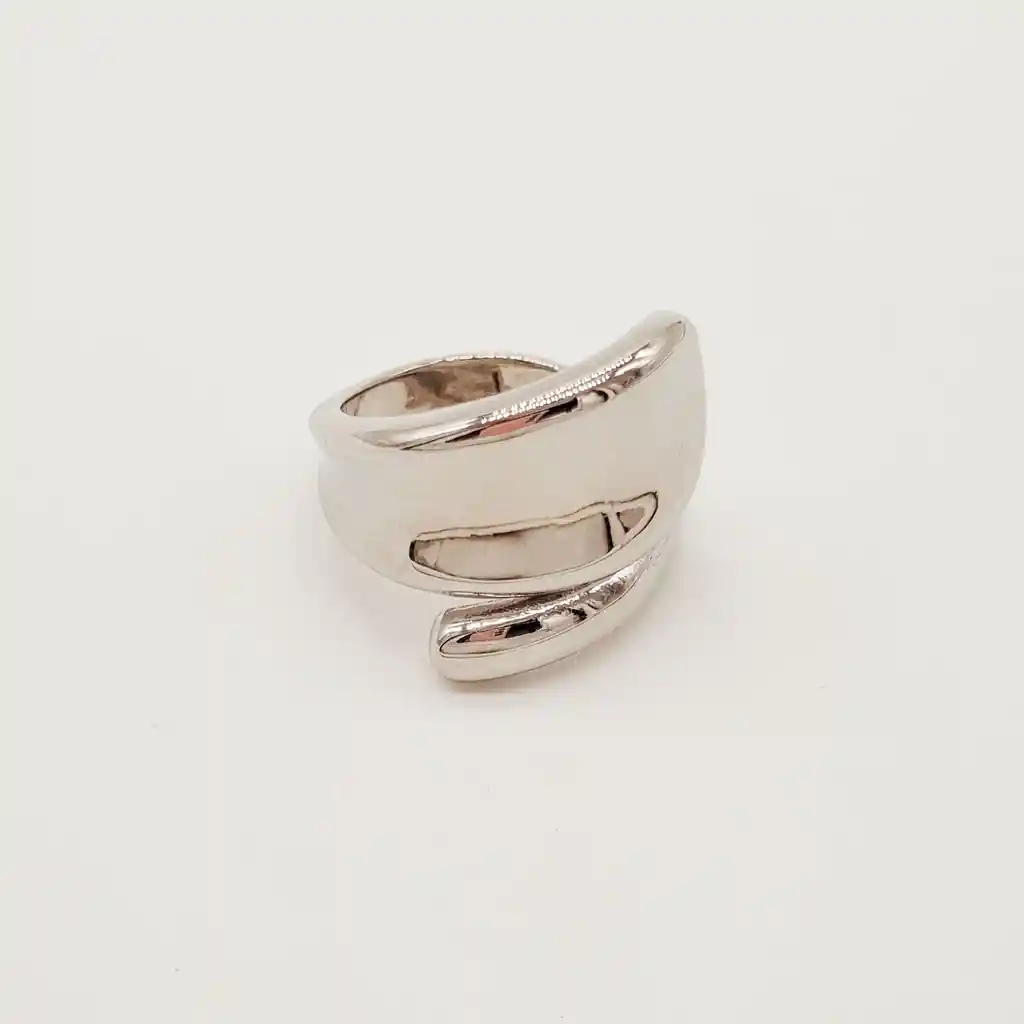 Anillo Plano Chunky Plateado En Rodio
