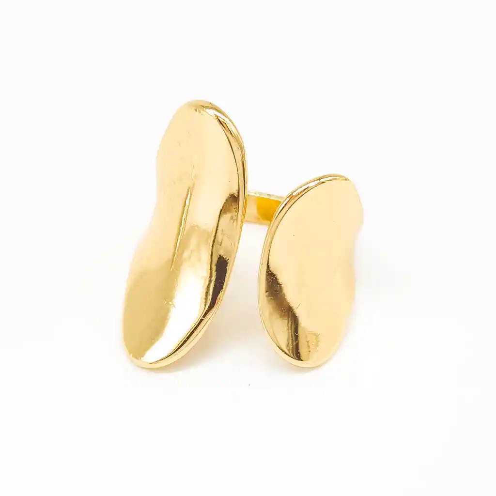 Anillo Dual Liso Dorado En Rodio