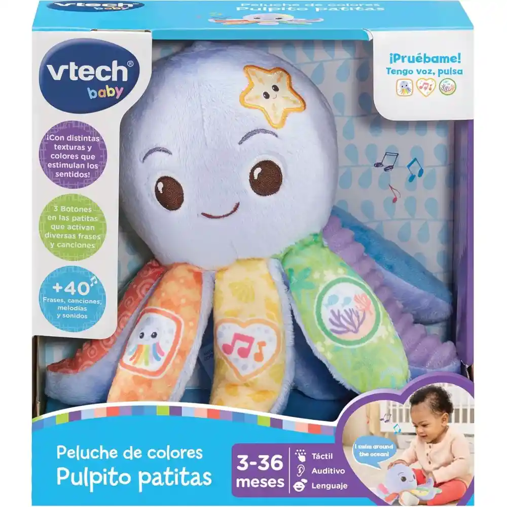 Juguete De Estimulación Peluche Pulpo Con Sonidos Para Bebés