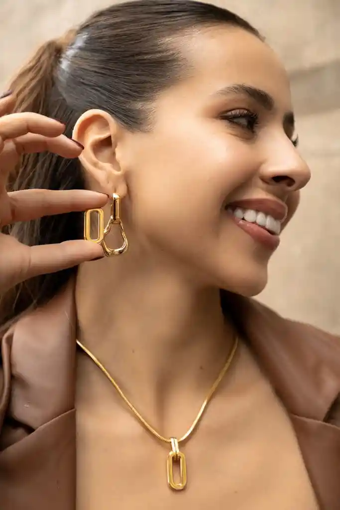 Aretes 3 En 1 Eslabon Cadena By Issa Vásquez
