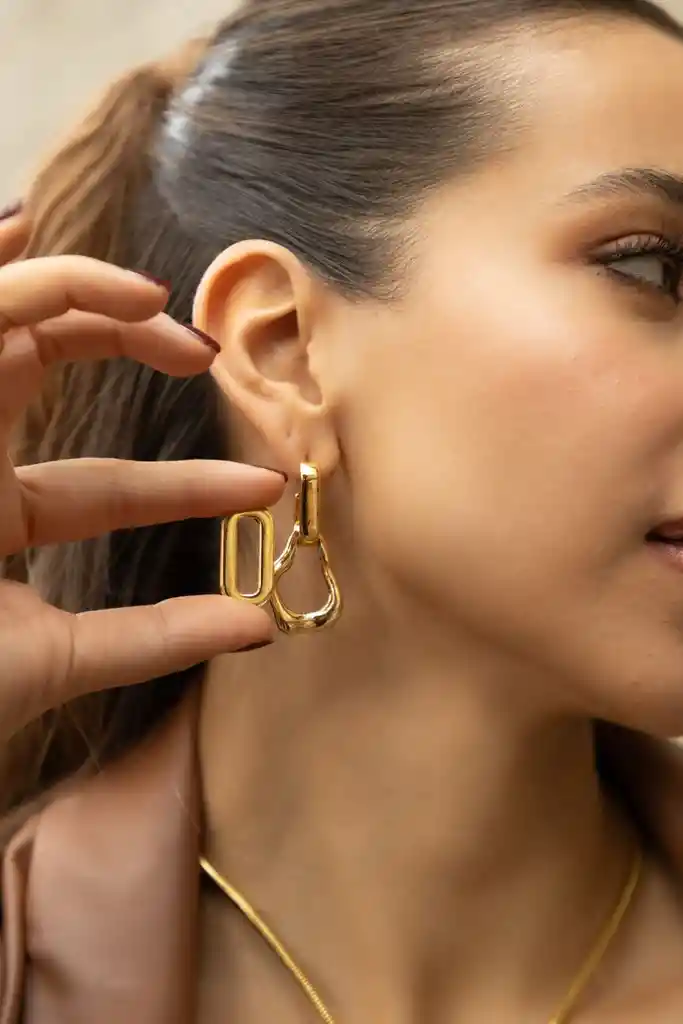 Aretes 3 En 1 Eslabon Cadena By Issa Vásquez