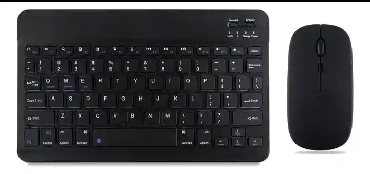 Combo Mini Teclado Y Mouse Bluetooth Inalambrico Recargable Para Tablet Celular Pc Color: Negro