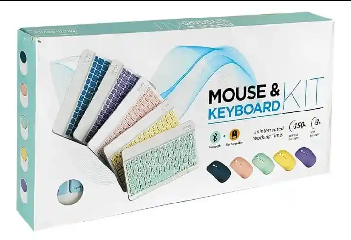 Combo Mini Teclado Y Mouse Bluetooth Inalambrico Recargable Para Tablet Celular Pc Color: Negro