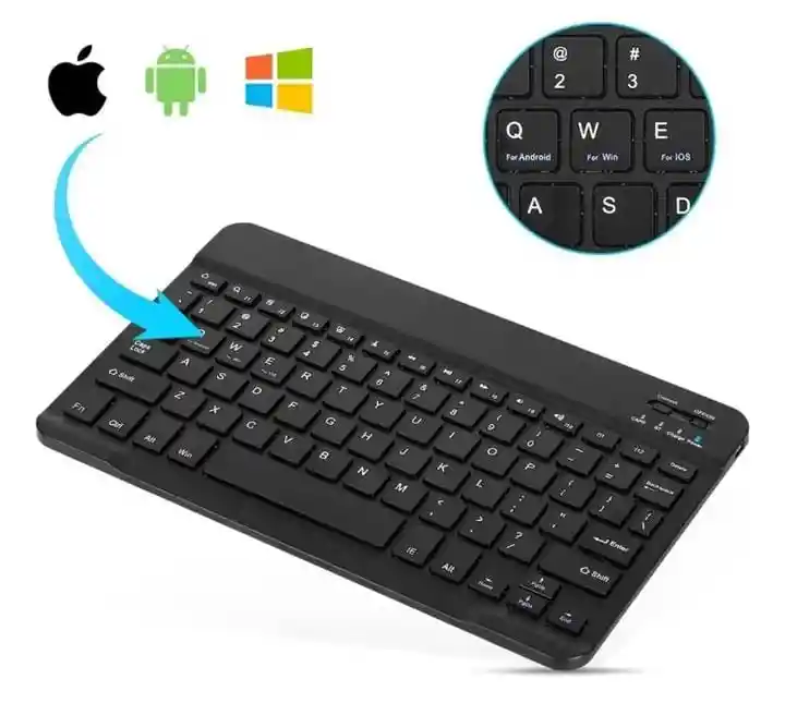 Combo Mini Teclado Y Mouse Bluetooth Inalambrico Recargable Para Tablet Celular Pc Color: Negro