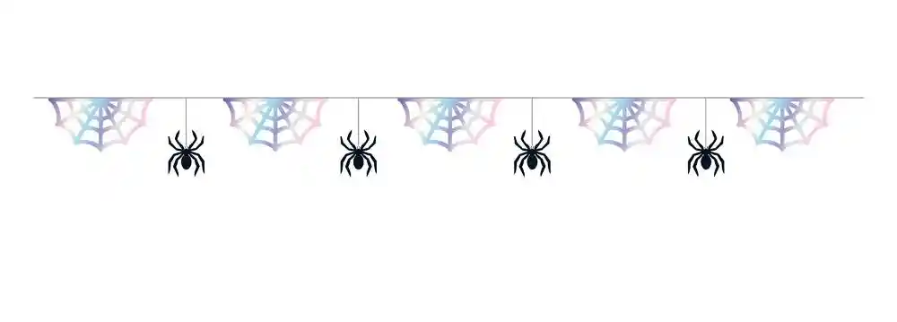 Feston Arañas Y Telaraña Plateada