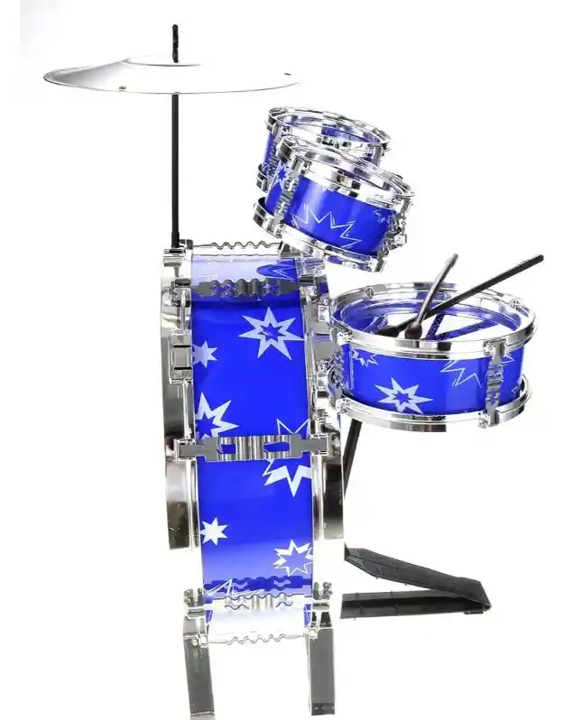 Batería Musical 5 Tambores Para Niños Azul