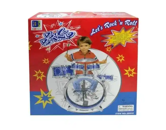 Batería Musical 5 Tambores Para Niños Azul