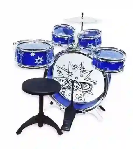 Batería Musical 5 Tambores Para Niños Azul