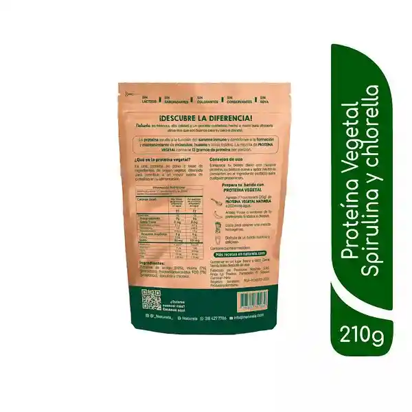 Proteína Vegetal Con Spirulina - Naturela 210g