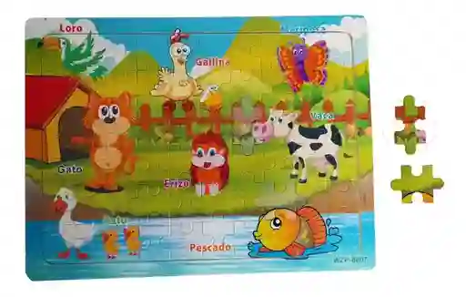 Super Rompecabezas Madera Animales De La Granja X 60 Piezas Motivos Surtidos