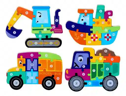 Juguete De Madera Rompecabezas Puzzles Automoviles