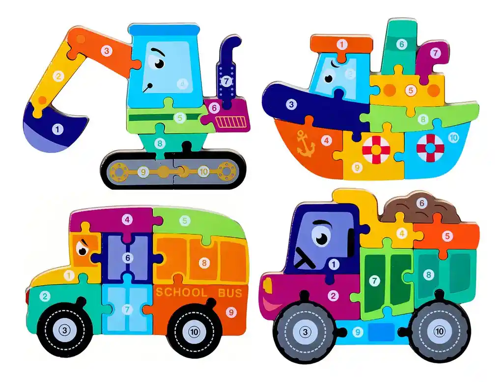 Juguete De Madera Rompecabezas Puzzles Automoviles