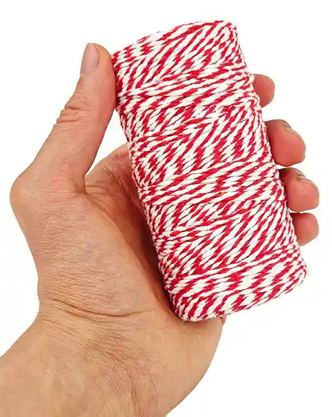 Hilo De Algodon Decorativo Blanco Y Rojo 2mm X 100metros