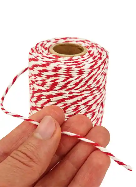 Hilo De Algodon Decorativo Blanco Y Rojo 2mm X 100metros