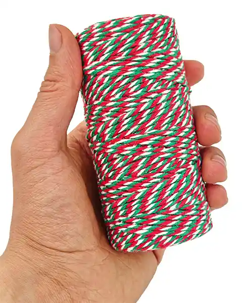 Hilo De Algodon Decorativo Blanco, Rojo Y Verde 2mm X 100metros