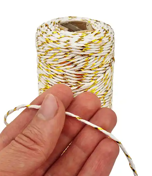 Hilo De Algodon Decorativo Blanco Y Dorado 1.5mm X 100metros