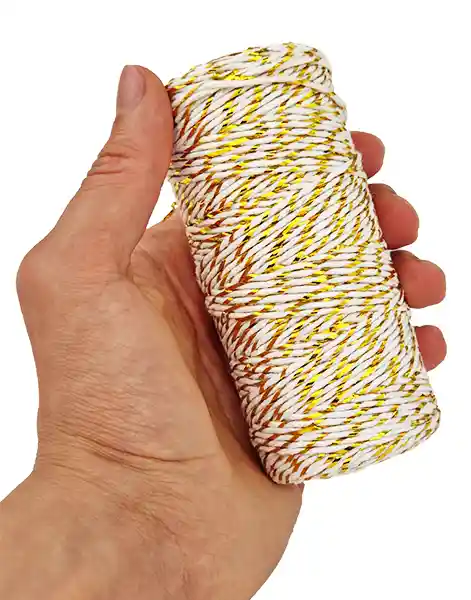 Hilo De Algodon Decorativo Blanco Y Dorado 1.5mm X 100metros