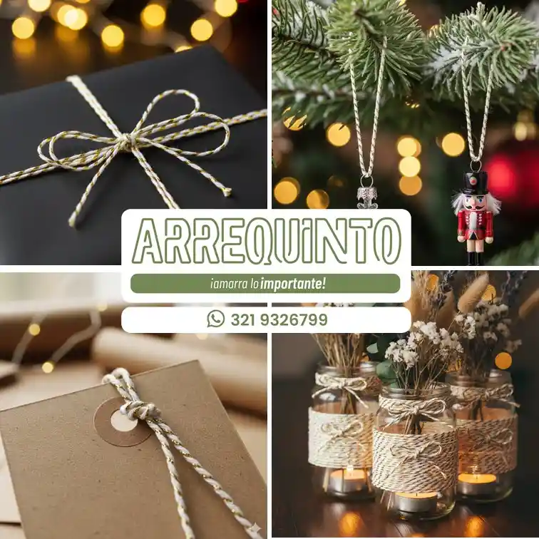 Hilo De Algodon Decorativo Blanco Y Dorado 1.5mm X 100metros