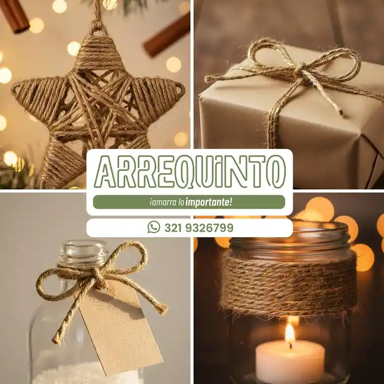 Hilo Decorativo De Yute Natural Con Dorado 2mm X 100metros