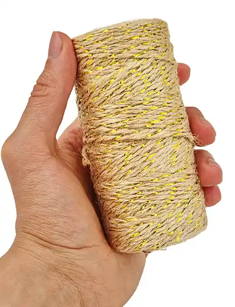 Hilo Decorativo De Yute Natural Con Dorado 2mm X 100metros