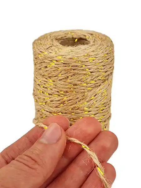 Hilo Decorativo De Yute Natural Con Dorado 2mm X 100metros