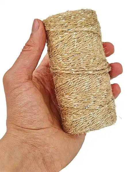 Hilo Decorativo De Yute Natural Con Plateado 2mm X 100metros