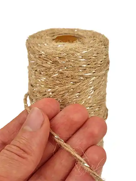 Hilo Decorativo De Yute Natural Con Plateado 2mm X 100metros