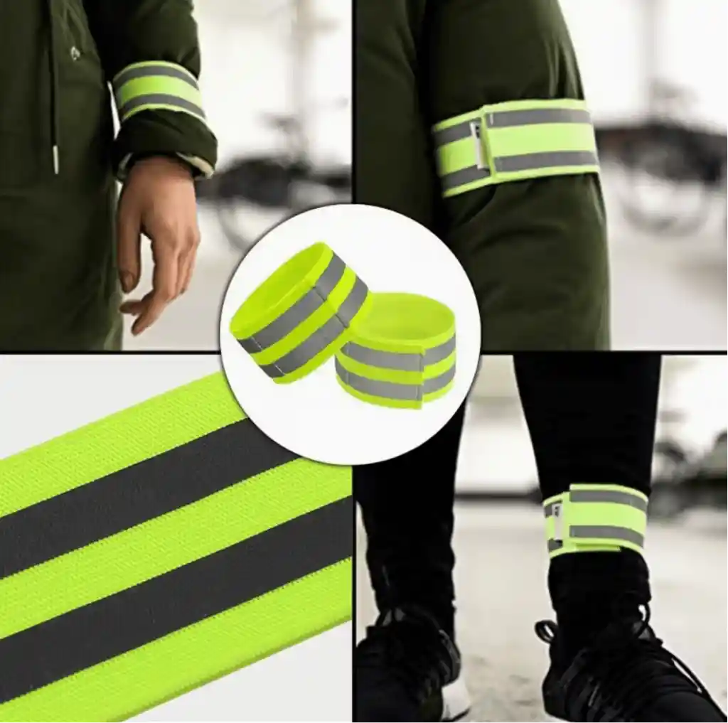 2 Bandas Reflectivas Alta Visibilidad Para Brazo O Pierna – Seguridad Nocturna