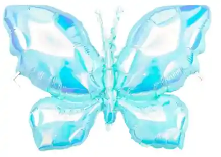 Bomba Globo Metalico Diseño De Mariposa Color Azul 48 Cmx 65 Cm