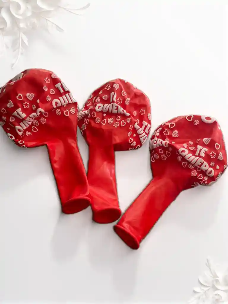 Paquete Por 20 Unidades De Globos Bombas R-12 Motivo Te Quiero Colores Rojos