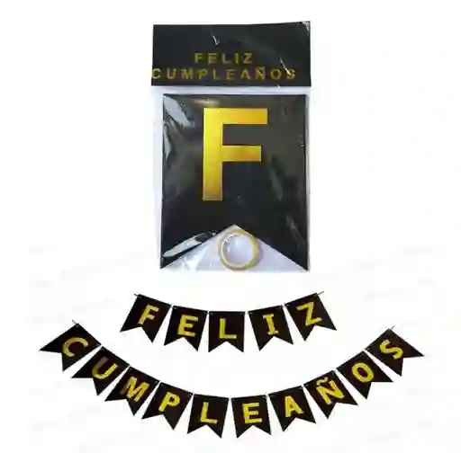 Letrero Feliz Cumpleaños Escarchado Tipo Banderin Color Negro
