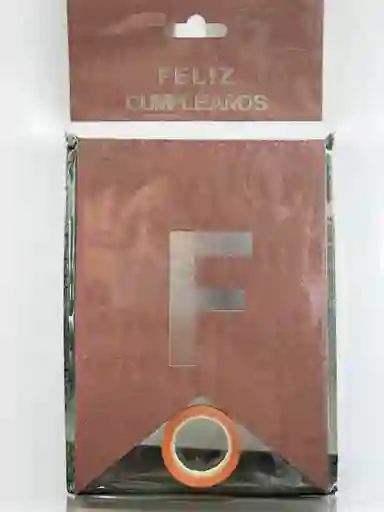 Letrero Feliz Cumpleaños Escarchado Tipo Banderin Color Oro Rosa