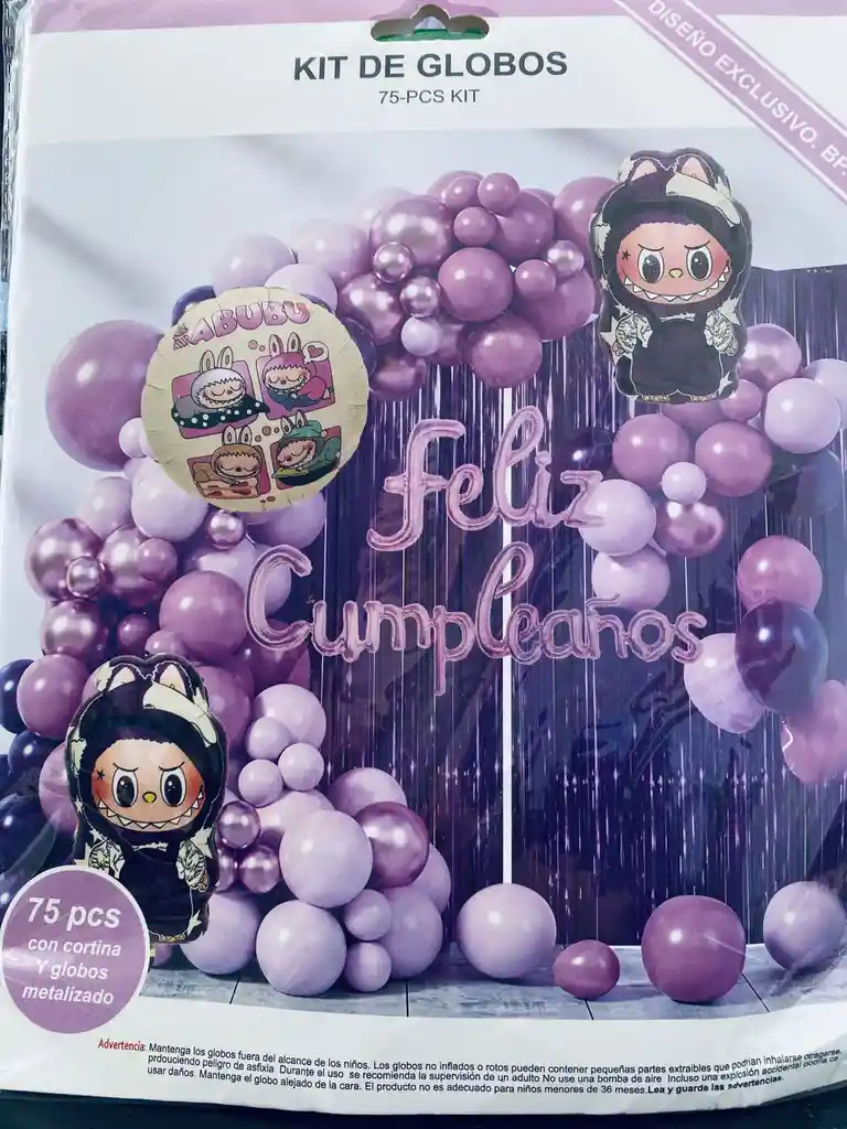 Bombas Globos Por 75 Piezas Tipo Arco Feliz Cumpleaños Colores Diseño Labubu Colores Morado Oscuro Y Lila Para Decoracion De Fiestas Niño, Hombre Y Mujer