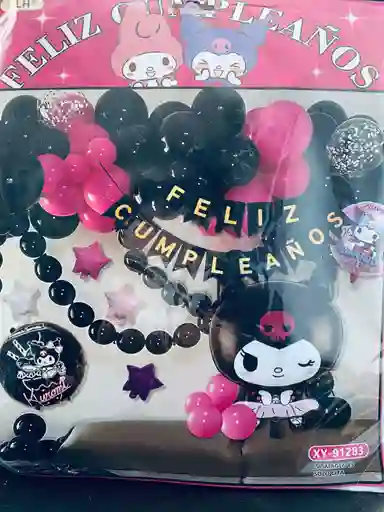 Bombas Globos Por 72 Piezas Tipo Arco Feliz Cumpleaños Diseño Kuromi Para Decoracion De Fiestas Niña, Mujer