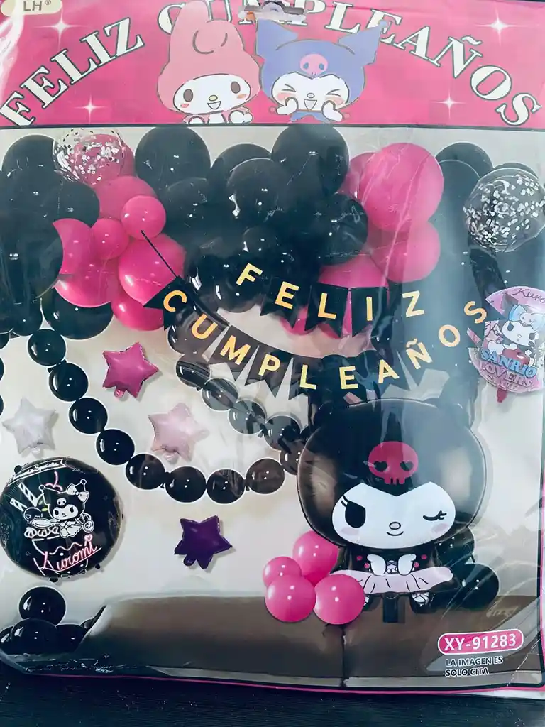 Bombas Globos Por 72 Piezas Tipo Arco Feliz Cumpleaños Diseño Kuromi Para Decoracion De Fiestas Niña, Mujer