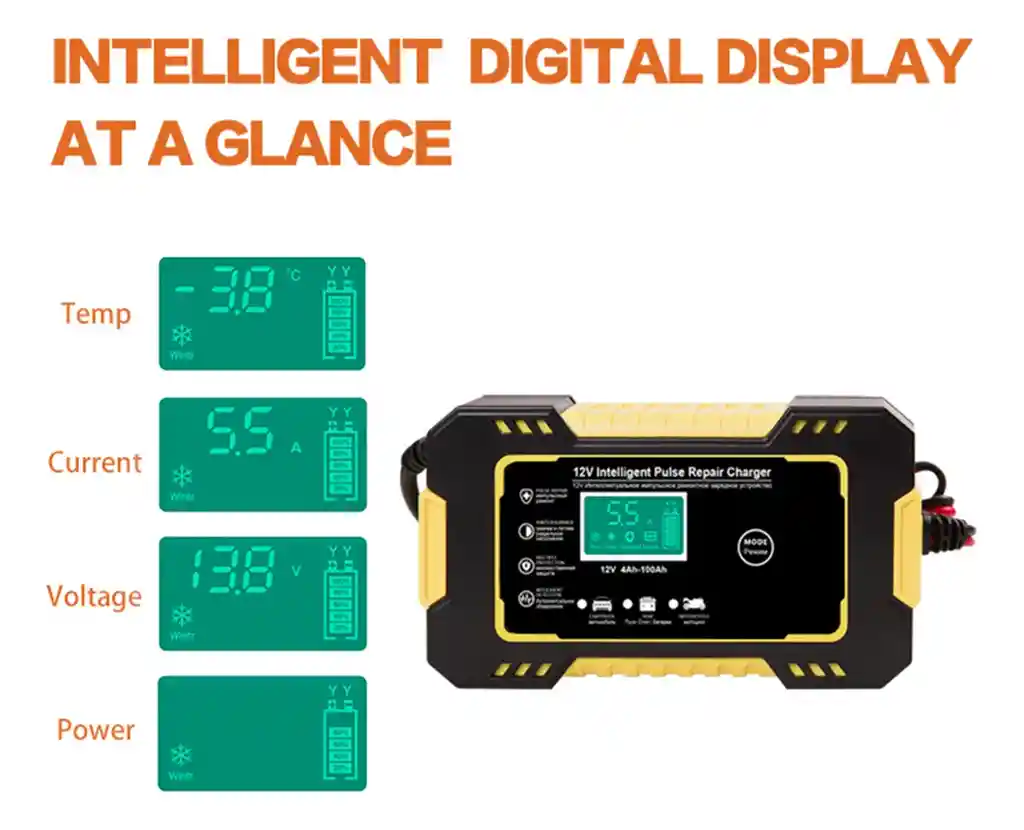 Cargador De Baterías 12v 6a Para Carro Y Moto Enchufe Colores