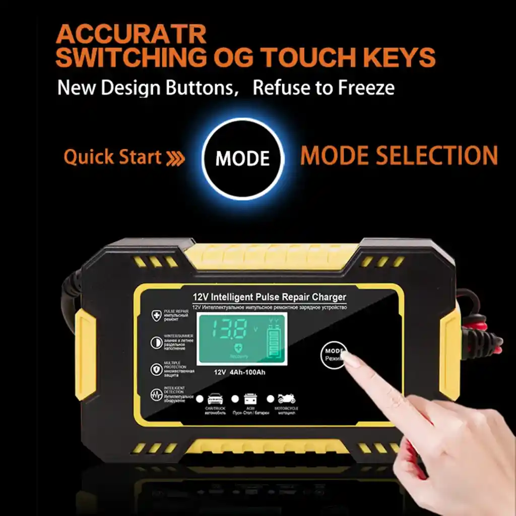 Cargador De Baterías 12v 6a Para Carro Y Moto Enchufe Colores