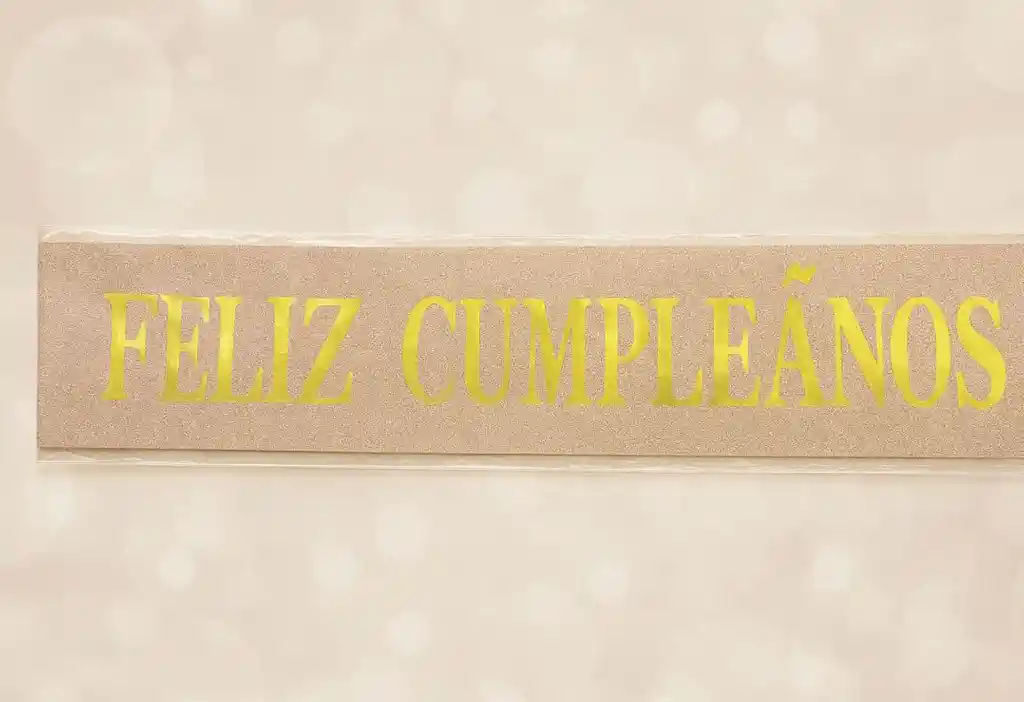 Banda Colgante En Tela Diseño De Feliz Cumpleaños Color Oro Rosa Escarchado