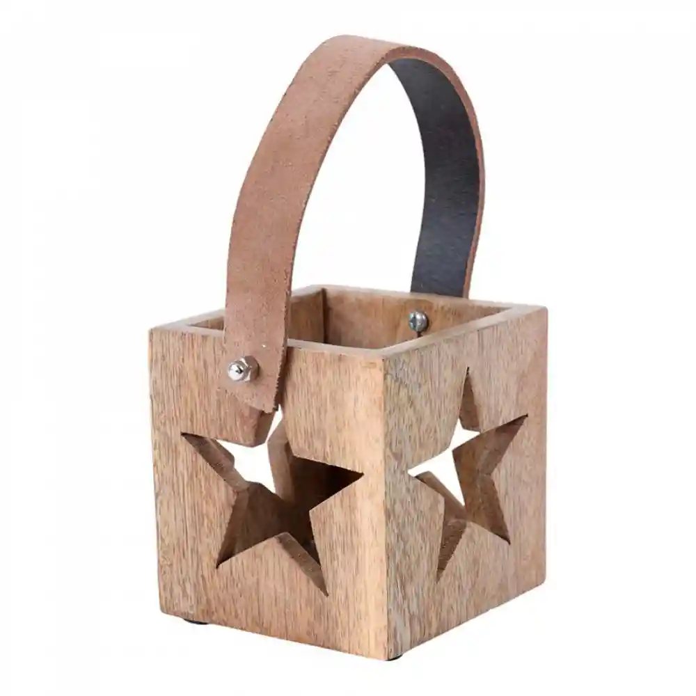 Candelabro Santini Estrella 11x11cm Dorado Madera