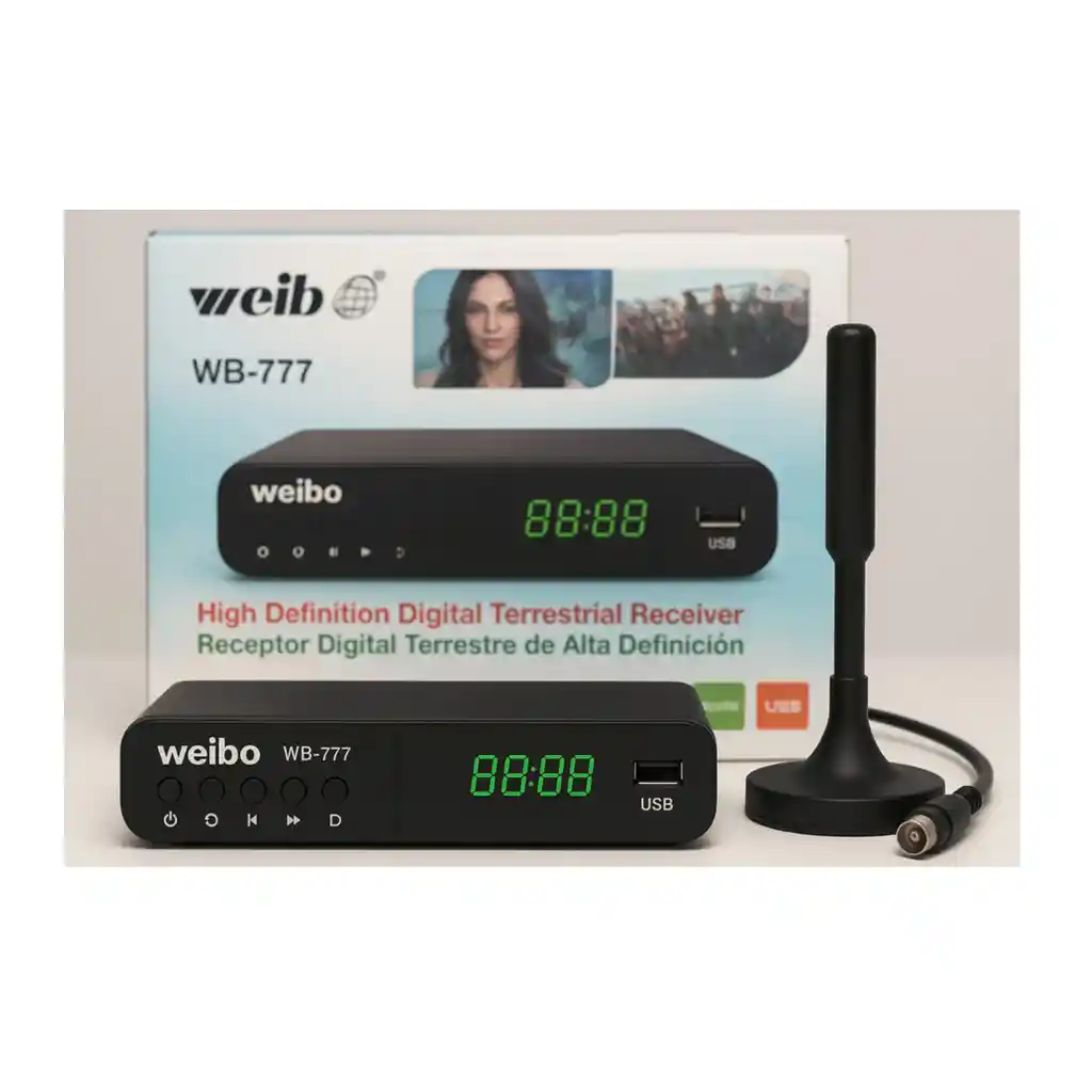 Decodificador Tdt Weibo + Antena De Alta Calidad 10 Metros