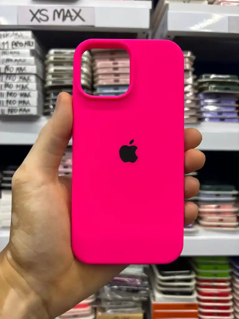 Iphone 12 / 12 Pro | Color Fucsia Fluorescente | Silicone Case | Rigido | Carcasa Protectora | Antihumedad